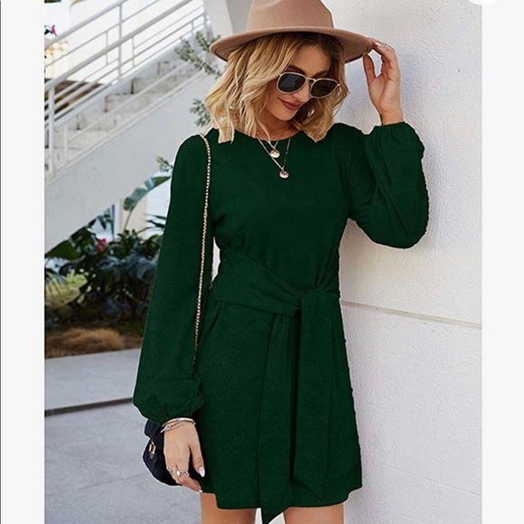 Amazon Fashion Green Tie Dress - Picture 6 of 8